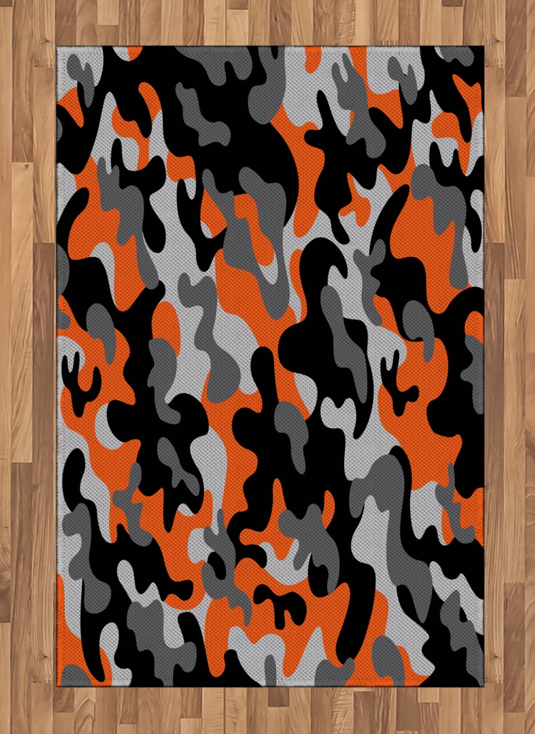 Camo Round Rug Camo Area Rug, Vibrant Camouflage Lattice Like Service Theme Modern ...