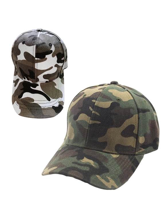Camo Baseball Cap Adjustable Low Crown Baseball Cap Plain Dad Hat Unisex Fishing Hat for Outdoor Sports Green 56-58Cm