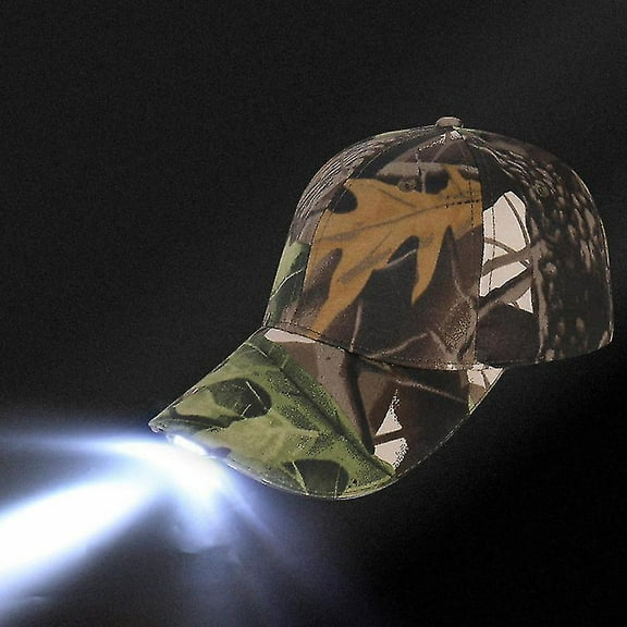 Camo Baseball Cap With Headlamp Bright Led Lights Unisex Men Flashlight Hat-hyCamouflage