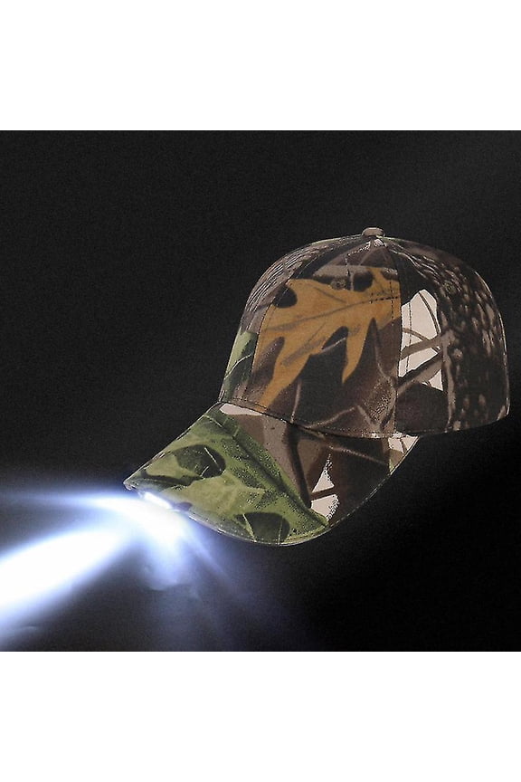 Camo Baseball Cap With Headlamp Bright Led Lights Unisex Men Flashlight Hat-hy