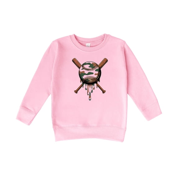 Camo Baseball Unisex Sweatshirt Camouflage Sports Pride Pullover for Adults, Teens & Kids Pink Sweatshirt 2T