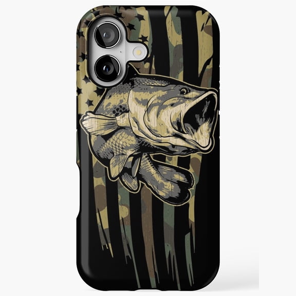 Camo Bass Fishing Outdoor Tough Phone Case for 17/15/14/13/12/11 Pro Max
