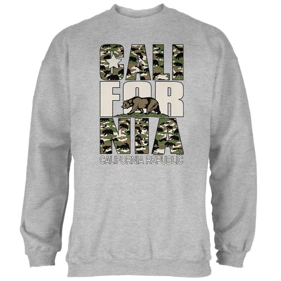 Camo Bear California Republic Oversize Mens Sweatshirt Heather 2XL