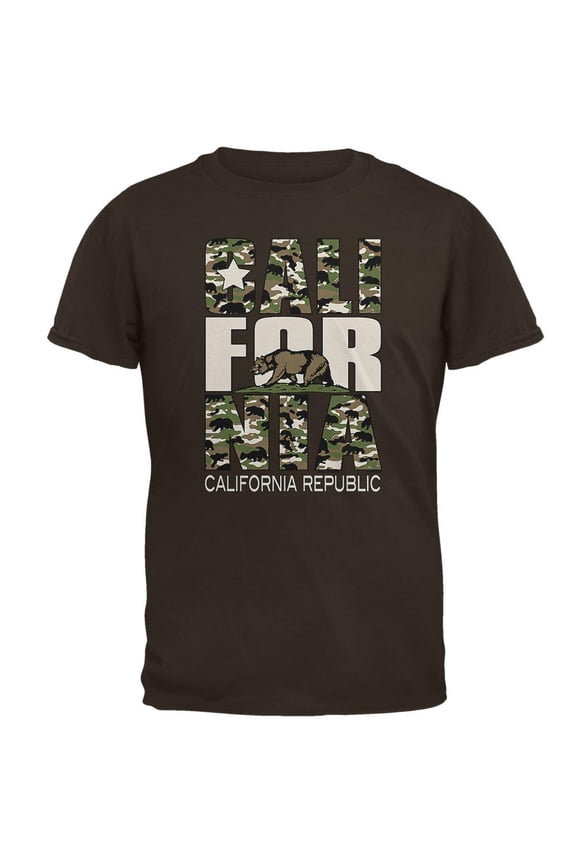 Camo Bear California Republic Oversize Mens T Shirt Brown MD
