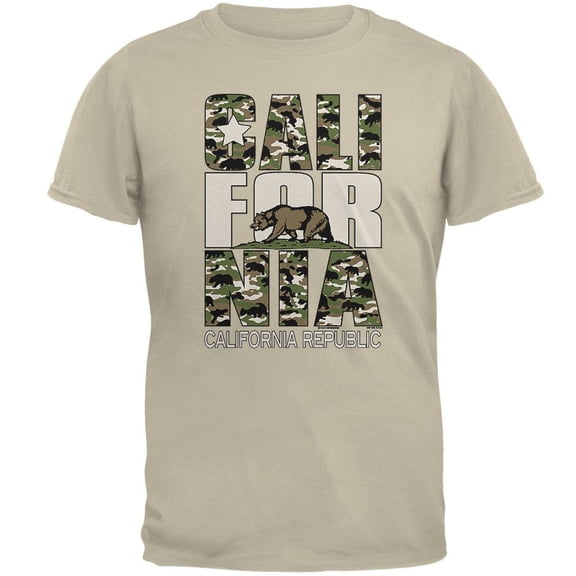 Camo Bear California Republic Oversize Mens T Shirt Sand X-LG