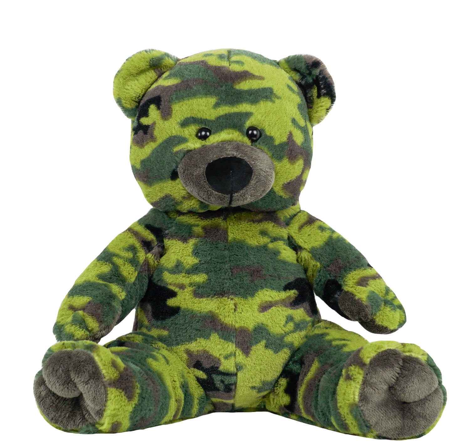 Camo Bear Military 16-Inch Plush Toy with Orange T-Shirt - Soft, Cuddly Camouflage Bear Plushie for Kids, Military Fans & Collectors - Great Birthday Gift
