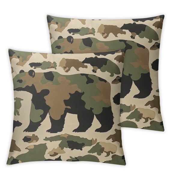 Camo Bear Throw Pillow Covers Bear Hunting Decor Pillowcase for Boys Girls Teens Bedroom Decor Wild Animals Cushion Case Set of 1 Soft Women Men Western Farmhouse
