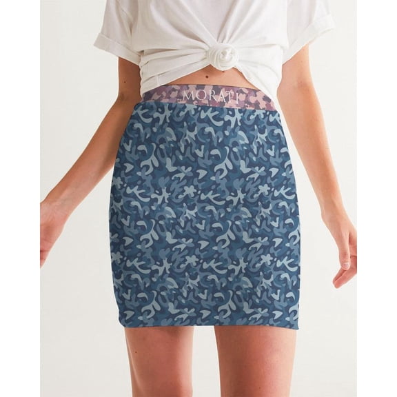 Camo Blue X Skull Women's Mini Skirt