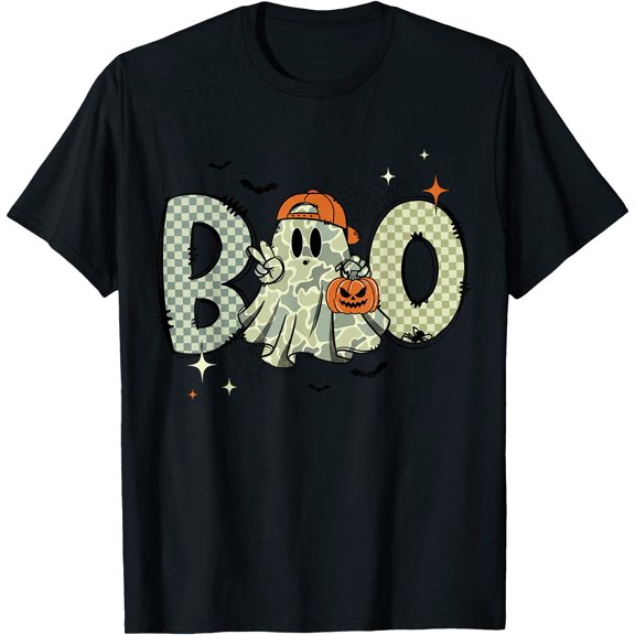 Camo Boo Ghost Halloween Camouflage Boo Ghost Boy Kids T-Shirt