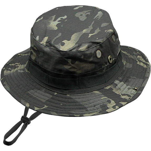 Camo Boonie Hat for Men Women, Military Tactical Wide Brim Bucket Hats, UPF50  Jungle Sun Hats for Fishing Hunting Safari