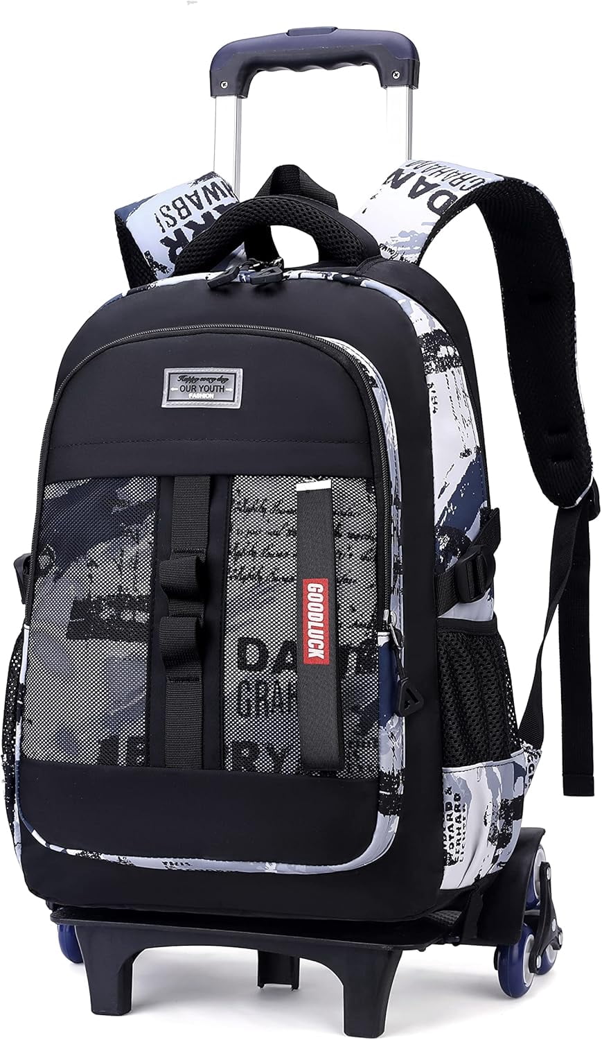 Camo Boys Rolling Backpacks for Kids School, Capacity Wheeled Bookbags