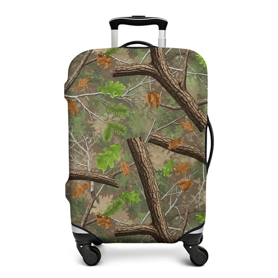 Camo and Branch Brown Pattern Luggage Cover,Stretch Travel Baggage ...