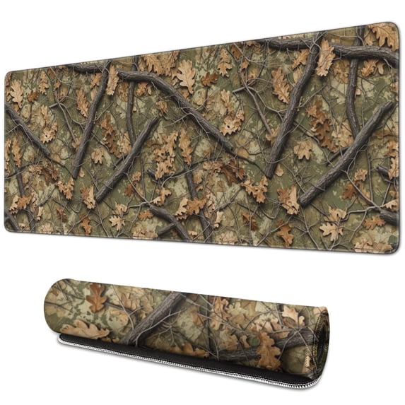 Camo and Branch Green Pattern Extended Large Mouse Pad, Desk Protector ...