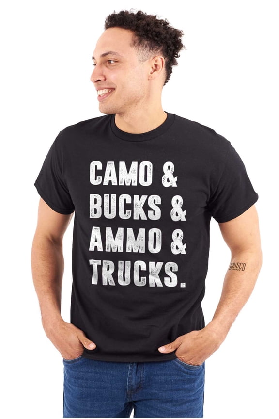 Camo Bucks Trucks Cute Hunter Son Men's Big & Tall Crewneck Graphic Tee Brisco Brands 2X