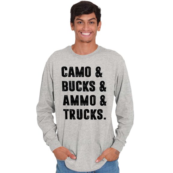 Camo Bucks Trucks Cute Hunter Son Men Big & Tall Long Sleeve Tee Brisco Brands 3X