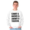 thumbnail image 1 of Camo Bucks Trucks Cute Hunter Son Men's Big & Tall Crewneck Sweatshirt Brisco Brands 2X, 1 of 5