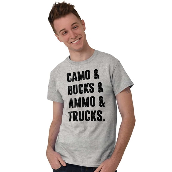 Camo Bucks Trucks Cute Hunter Son Men's Big & Tall Crewneck Graphic Tee Brisco Brands 2X