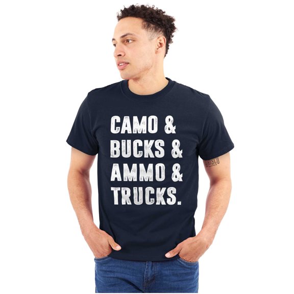 Camo Bucks Trucks Cute Hunter Son Men's Big & Tall Crewneck Graphic Tee Brisco Brands 2X