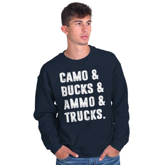 Camo Bucks Trucks Cute Hunter Son Men's Crewneck Sweatshirt Brisco Brands X