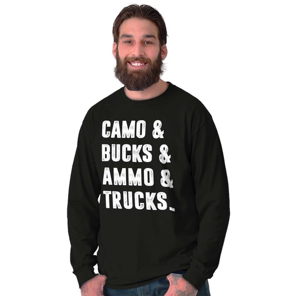 Camo Bucks Trucks Cute Hunter Son Men's Long Sleeve Tee T Shirt Brisco Brands M