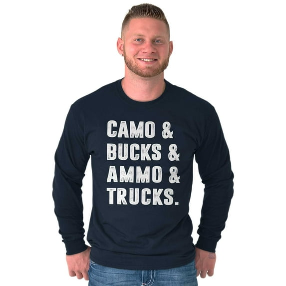 Camo Bucks Trucks Cute Hunter Son Men's Long Sleeve Tee T Shirt Brisco Brands S