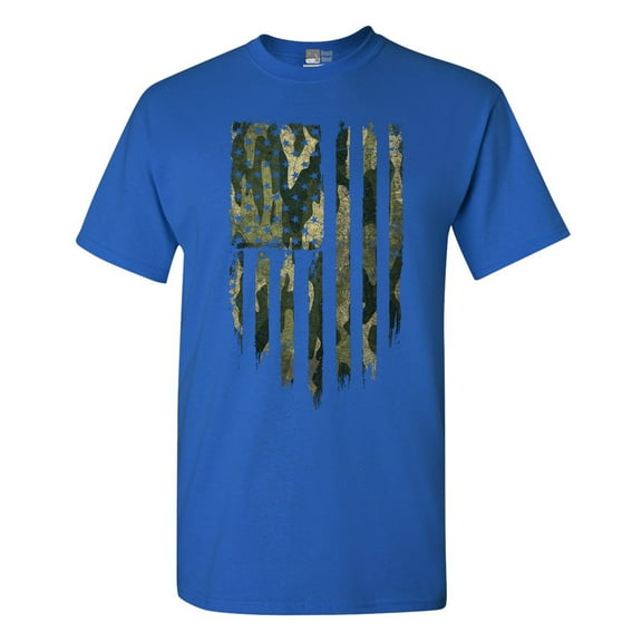Camo Camouflage American Flag Patriotic Support DT Adult T-Shirt Tee