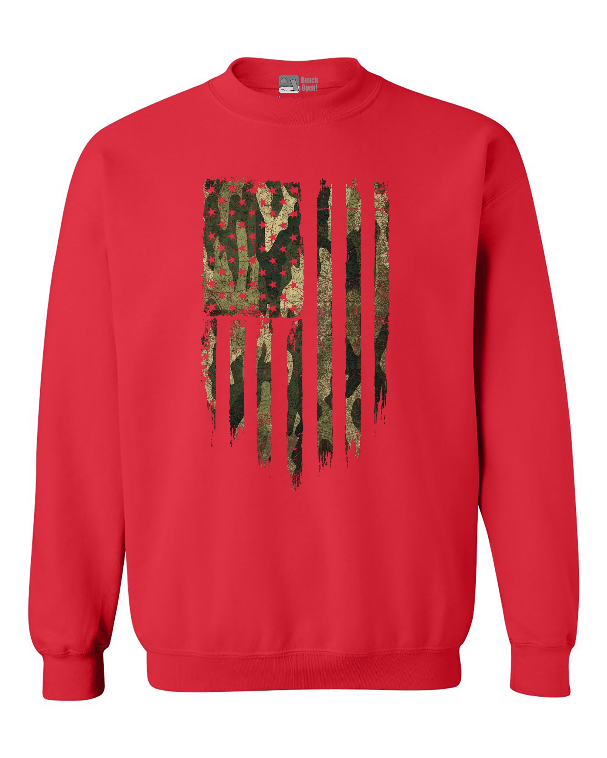 Camo Camouflage American Flag Patriotic Support DT Crewneck Sweatshirt