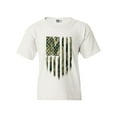 thumbnail image 1 of Camo Camouflage American Flag Patriotic Support DT Youth Kids T-Shirt Tee, 1 of 2