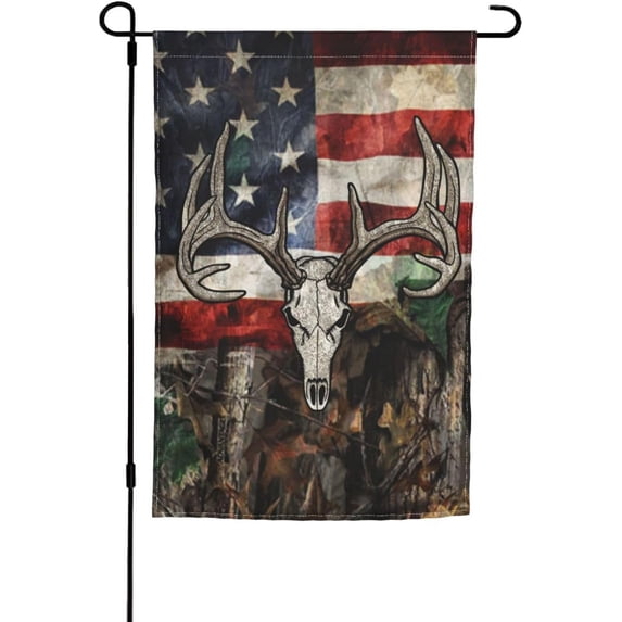Camo Camouflage American Flag Skull Deer Garden Flag Double Sided Vertical Decoration Yard Small Flag For Outside Holiday Seasonal Outdoor