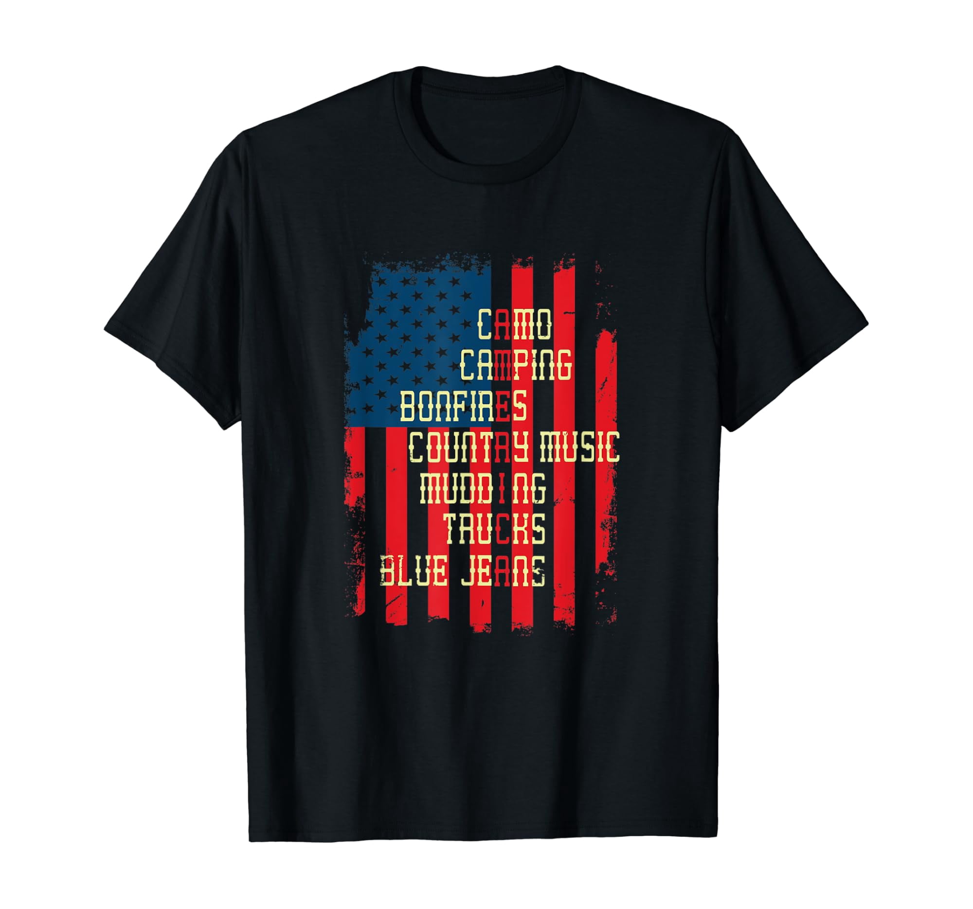 Camo Camping Bonfires Country Music Trucks America T-Shirt - Walmart.com