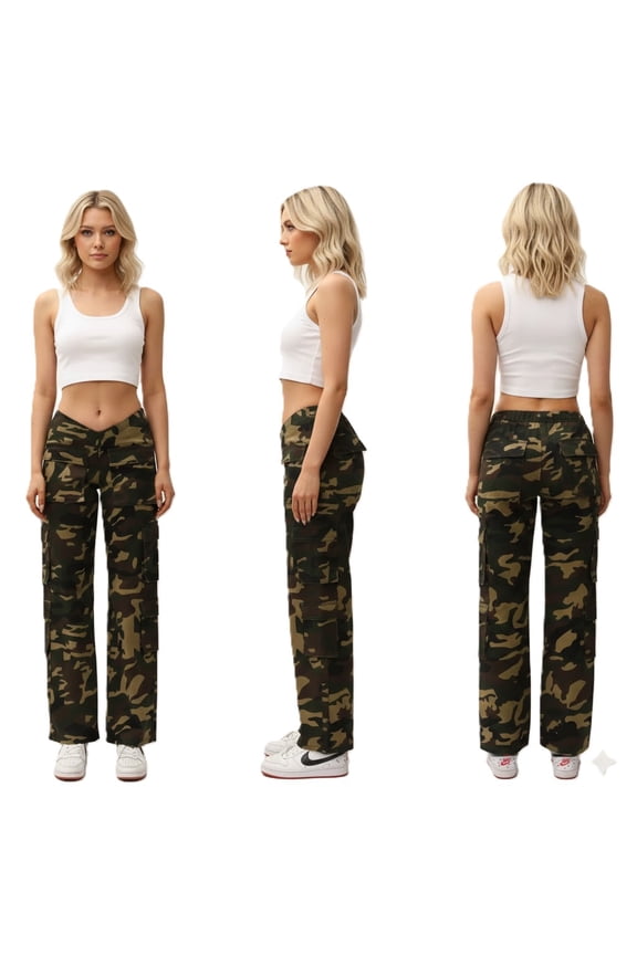 Camo Cargo Jean Low -Waisted