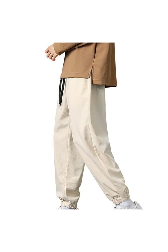 Camo Cargo Pants For Men Men's Corduroy Pants Elastic Waist Drawstring Harem Pants Fashion Loose Casual Long Trousers with Pockets Outdoor Casual Loose Wide Straight Leg Pants Trousers