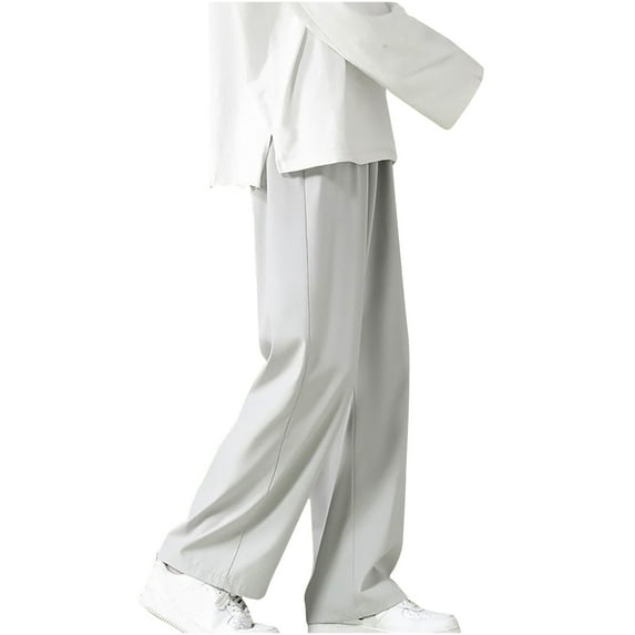 Camo Cargo Pants For Men Men's Pleated Stitch Straight Leg Long Pants Loose Work Trousers Elastic Waist Loose Fit Yoga Pant Beach Trouser with Pockets Lightweight Summer Pants Casual Beach Trousers