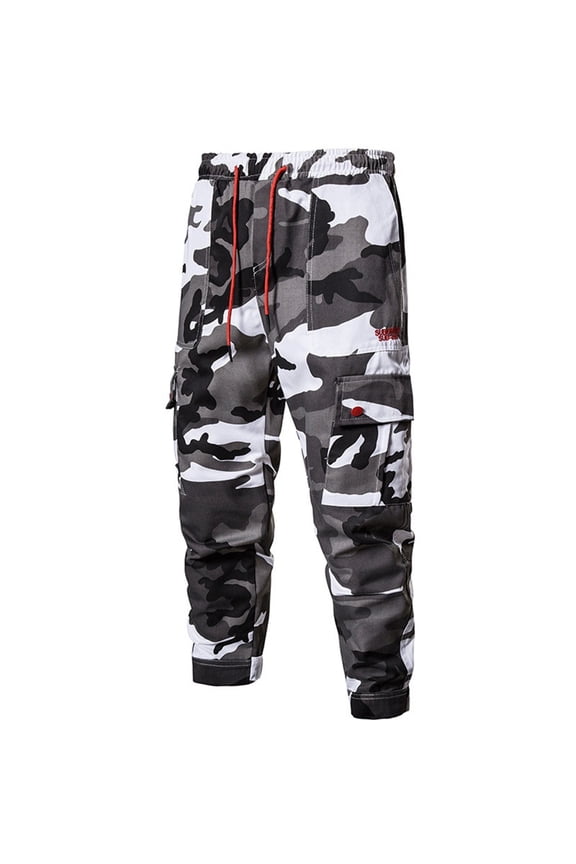 Camo Cargo Pants for Men Slim Fit Jogger Blend Summer Spring Casual Trousers Camouflage M