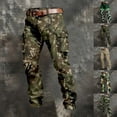 thumbnail image 1 of Camo Cargo Pants for Men Workwear Outdoor Belt Pant Spring Fall Slim Straight Trousers Camouflage L, 1 of 6