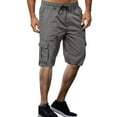 thumbnail image 1 of Camo Cargo Shorts for Men 7 Inch Inseam Wide Leg Athletic Jogger Sports Shorts Elastic Waist Cotton Classic Stretch Short Oversized Outdoor Cargo Shorts with Pockets,Grey,L, 1 of 5