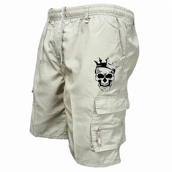Camo Cargo Shorts for Men Elastic Waistband Drawstring Short Loose Fit Hiking Outdoor Lightweight Work Big and Tall Cargo Short with Multi Pockets Quick Dry Beach Shorts,Beige 2XL