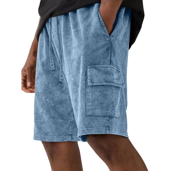 Camo Cargo Shorts for Men Multi Pockets Twill Elastic Waistband Shorts Pants Drawstring Ripstop Straight Leg Cargo Shorts Relaxed Fit Hiking Casual Classic Travel Golf Shorts,Blue 3XL