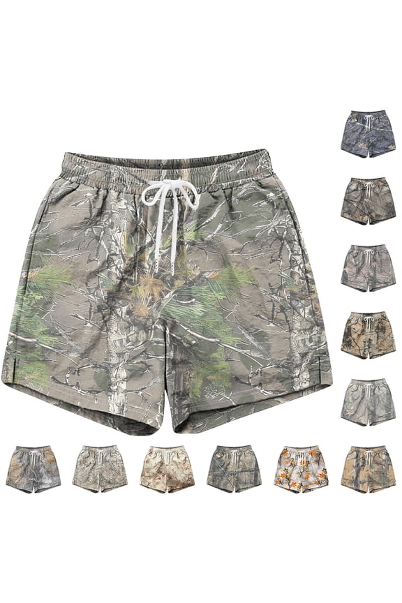 Camo Cargo Shorts for Men Baggy Print Mesh Plus Size Camouflage Shorts Biker Drawstring Camo Lightweight Shorts Khaki XL