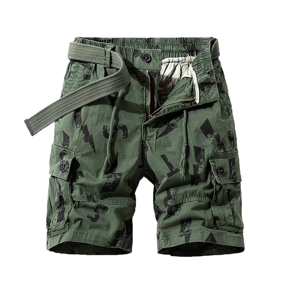 Camo Cargo Shorts for Men Cotton Casual Wild Outdoor Work Relaxed Fit Shorts with Multi-Pockets Army Green L