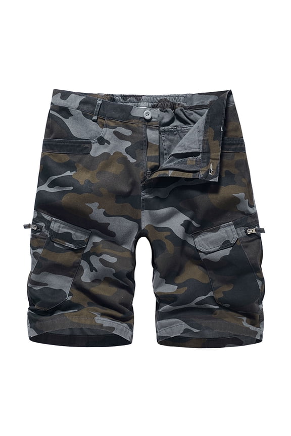 Camo Cargo Shorts for Men Slim Fit Cotton Work Hiking Summer Breathable Casual Comfy Shorts Black XXXL