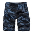 thumbnail image 1 of Camo Cargo Shorts for Men Slim Fit Cotton Work Hiking Summer Breathable Casual Comfy Shorts Blue XXXXL, 1 of 2