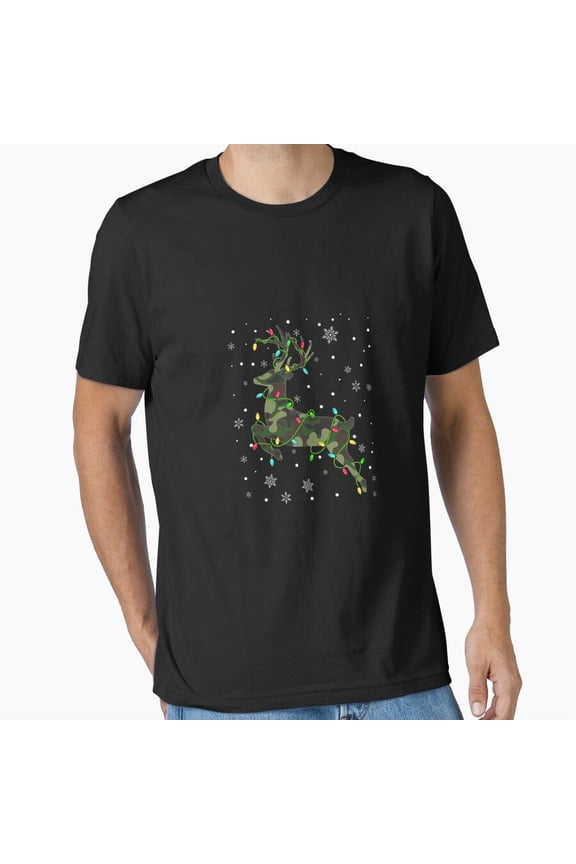 Camo Cervidae Hunting Hunter Dad Essential Holiday Apparel Winter Unisex T-Shirt, up to Size 5XL