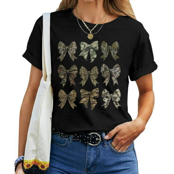 Camo Coquette Bow Duck Hunt Duck Hunting Outdoor Sports Nature Lover Women’s Camouflage T-Shirt