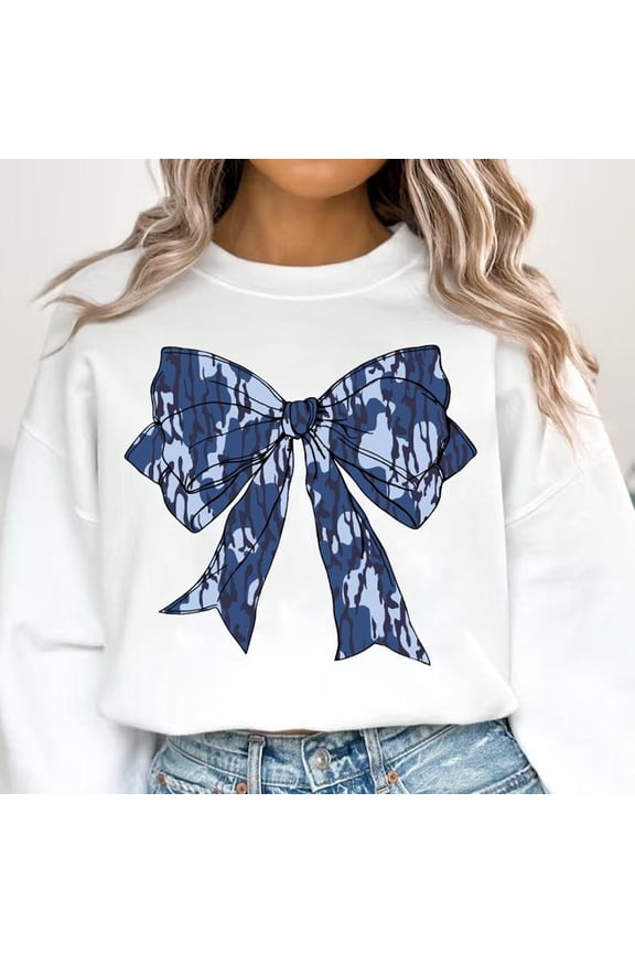 Camo Coquette Bow Sweatshirt, Old School Camo Shirt, Girls Camo Bow Top, Trendy Camo Dude Print Shirt, Cute Camouflage Pullover