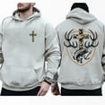 thumbnail image 1 of Camo Cross Hunting Double-Sided Hoodie – Outdoor Christian Faith Hoodie with Antler & Fish Graphic, Hunting Streetwear Gift for Men & Women, 1 of 7