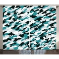 thumbnail image 1 of Ambesonne Ocean Curtains 2 Panel Set, Aquatic Camouflage Tile, 108" x 63", Dark Green White, 1 of 3