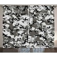 thumbnail image 1 of Ambesonne Camouflage Curtains 2 Panel Set, Camouflage Concept, 108" x 108", Black Grey Grey, 1 of 3