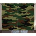 thumbnail image 1 of Ambesonne Camo Curtains 2 Panel Set, Uniform Inspired Fashion, 108" x 90", Green Brown Forest Green, 1 of 3