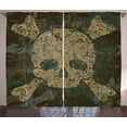thumbnail image 1 of Ambesonne Skull Curtains 2 Panel Set, Rusty Aged Camo Design, 108" x 96", Dark Green Khaki Cream, 1 of 3